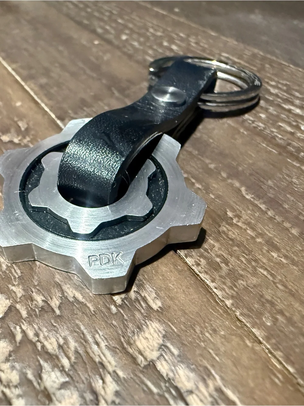 Porsche - PDK -Silver & Black Gear Keychain with Leather Strap